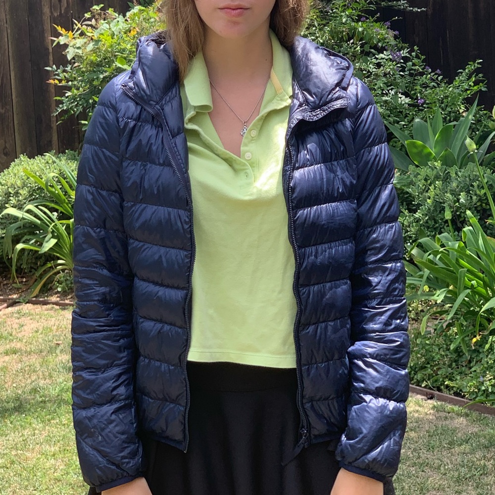 Uniqlo shiny navy puffer